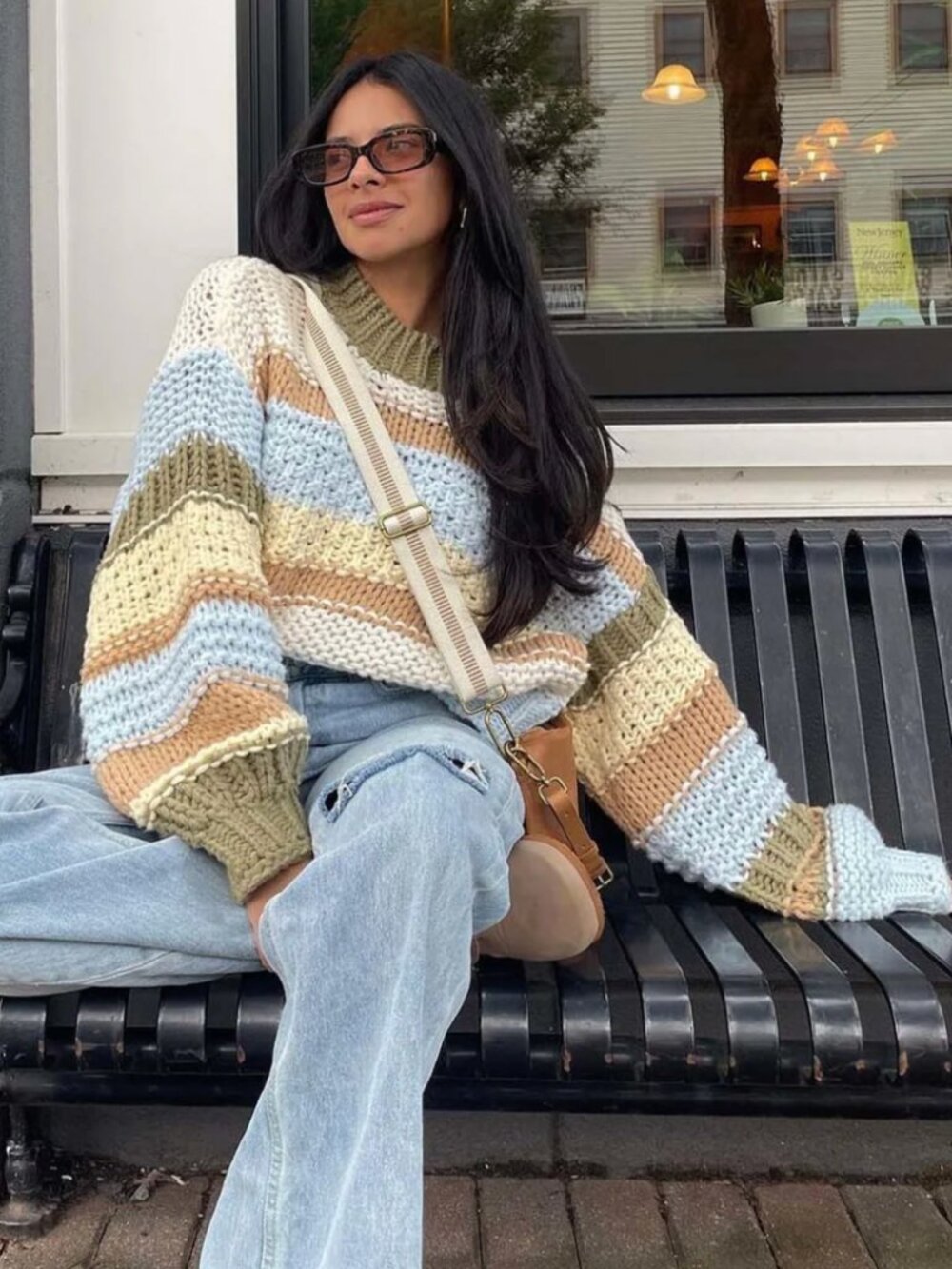 Altar'd State Chunky Knit Striped Sweater